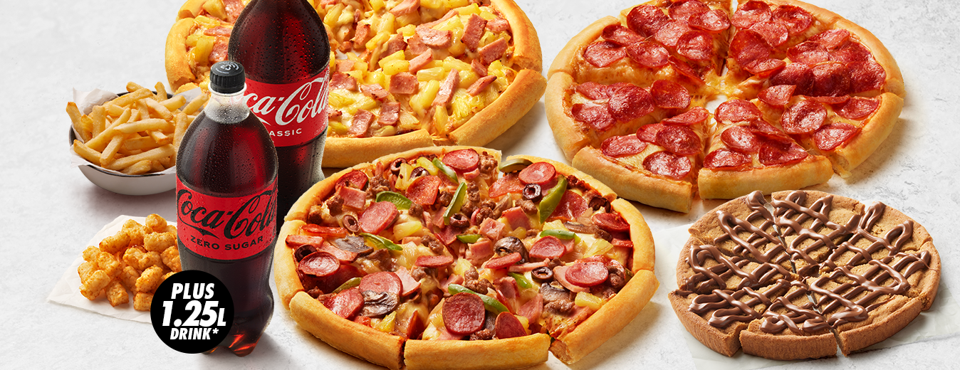 3 Large Pizzas + 3 Sides & Nutella or Hershey's Cookie $46.95 Pickup or $49.95 Delivered